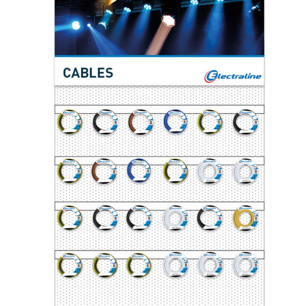 Cable de goma H07 RN-F secciòn 3G1,5 mm² Electraline 49042 Allargador de cables con Enrollacables Professional en metal 25 MT con 4 Tomas Schuko IP44 Pletina fija 